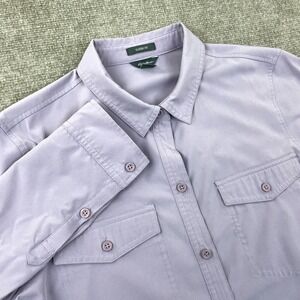 Eddie Bauer Departure Shirt Womens Medium Purple Stretch Classic Fit Button Up